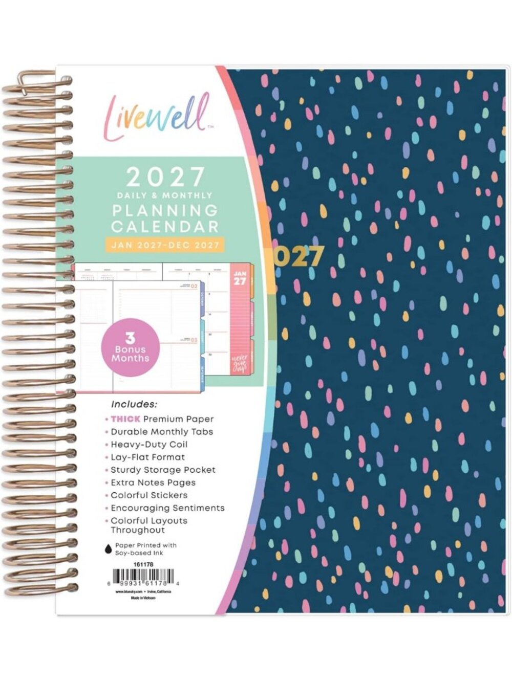 2027 Daily & Monthly Planner Calendar, 7x9, Nova Navy - Stylish & Functional